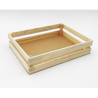 Cassetta rettangolare in legno naturale, formato 28x37 cm, altezza 8 cm