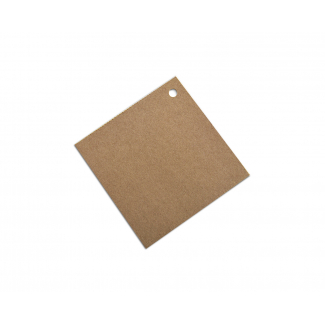 Etichetta in cartoncino avana quadrata, 80x80mm, con foro