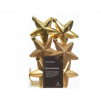Stella infrangibile oro, diametro 7.5 cm, confezione da 6 pezzi assortiti