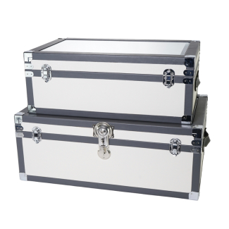 Baule in legno bianco con specchio, varie misure