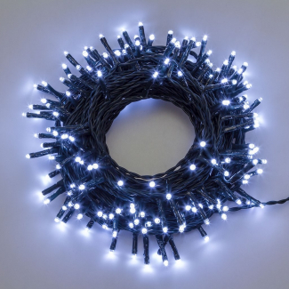 Filo luci miniled luce fredda, uso interno ed esterno, filo verde, lunghezza 8.9 metri