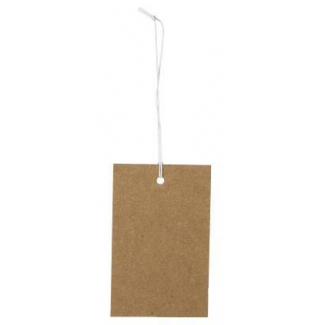 Etichetta tag rettangolare in cartoncino kraft avana naturale con filo elastico