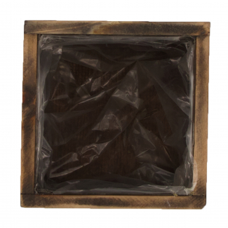 Fioriera quadrata in legno con cuori, interno plastificato