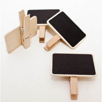 Pick lavagnetta in legno su molletta, 3.5x5 cm, confezione da 4 pezzi