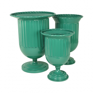 Vaso in metallo verde a forma di coppa, vari formati