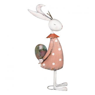 Coniglietta in metallo con vestito decorato, varie dimensioni