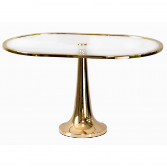 Alzata in vetro ovale con struttura in metallo oro, vari formati