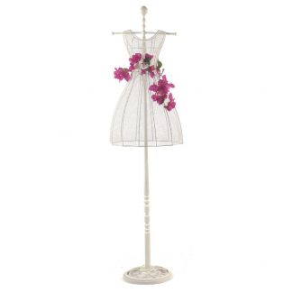 Manichino "Royal" in rete di metallo bianco, 30x44 cm, altezza 150 cm