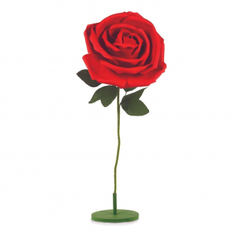 Rosa in foam rossa su stelo con base in legno, vari formati