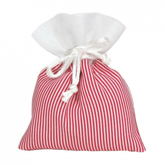 Sacchetto cotone fantasie a righe "Stripes" con tirante laccio, formato 9x12 cm, confezione da 10 pezzi