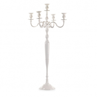 Candelabro in alluminio bianco a 5 posti, varie altezze