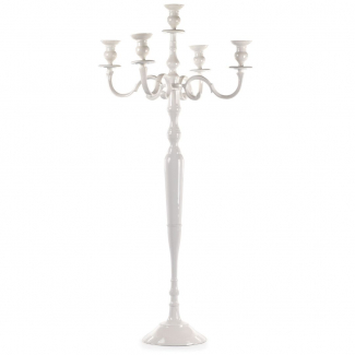 Candelabro in alluminio bianco a 5 posti, varie altezze