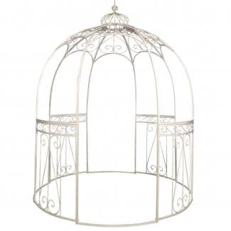 Gazebo in metallo bianco, diametro 225 cm, altezza 300 cm