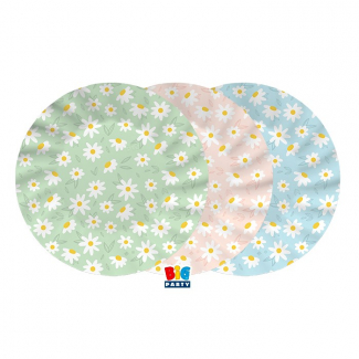 Piatto in cartoncino fantasia "Margherite", diametro 20 cm, confezione da 6 pezzi