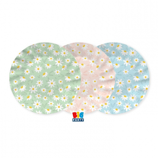 Piatto in cartoncino fantasia "Margherite", diametro 25 cm, confezione da 6 pezzi