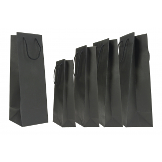 Shopper "Barolo" nero con maniglia in cordone di cotone, confezione da 10 pezzi, varie misure