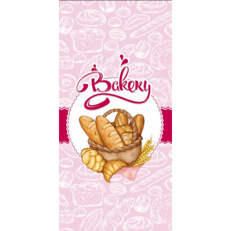 Sacchetto in carta kraft bianco 40 gr, stampa "Bakery", formato 17x36 cm, cartone da 10 kg.