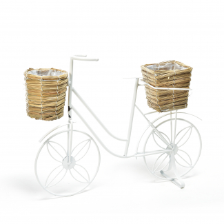 Bicicletta in metallo con 2 vasi portapiante, 12x50x36 cm, vari colori