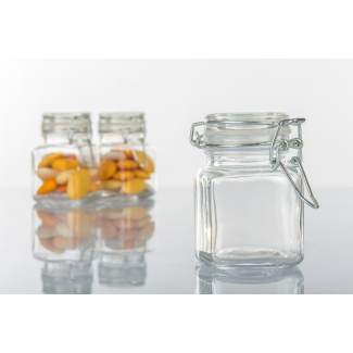 Vasetto in vetro da 80 ml, con base quadrata e chiusura ermetica, confezione da 12 pezzi