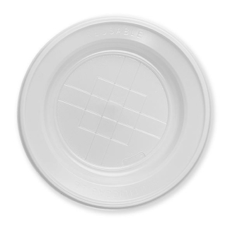 Piatto bianco in plastica, varie misure