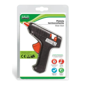 Pistola per colla a caldo Lebez, in blister con 2 stick trasparenti