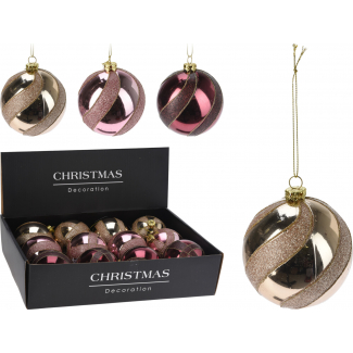Sfera infrangibile con glitter, diametro 8 cm, colori assortiti