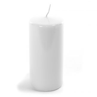 Candela moccolo lucida bianca, diametro 8 cm, varie altezze