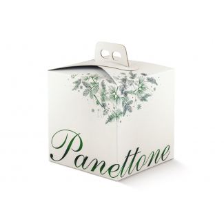 Scatola bianca con scritta "Panettone", cartone da 30 pezzi, vari formati, vari colori