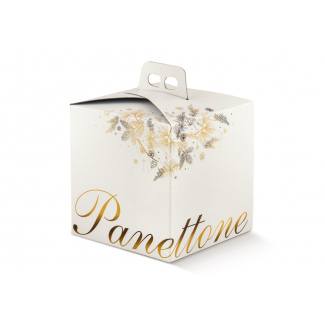 Scatola bianca con scritta "Panettone", cartone da 30 pezzi, vari formati, vari colori