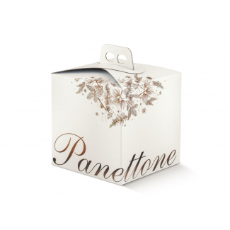 Scatola bianca con scritta "Panettone", cartone da 30 pezzi, vari formati, vari colori