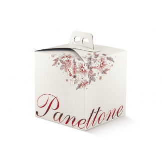 Scatola bianca con scritta "Panettone", cartone da 30 pezzi, vari formati, vari colori