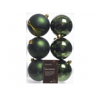 Sfera infrangibile verde diametro 8 cm, confezione da 6 pezzi assortiti