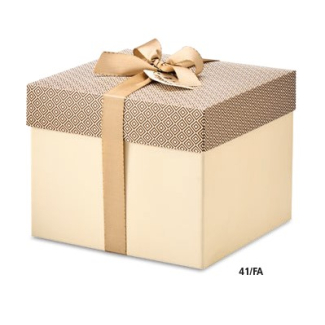 Scatola base quadrata avorio con coperchio decorato, cartone da 25 pezzi, vari formati
