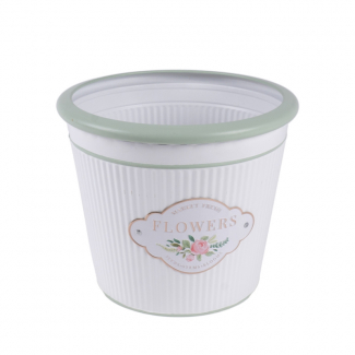 Vaso in metallo bianco bordo verde, varie misure