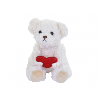 Orsetto crema con cuore rosso, altezza 9 cm