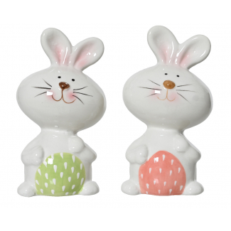 Coniglio in ceramica altezza 16 cm, colori assortiti