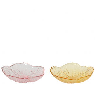 Piatto in vetro a forma di fiore, colori assortiti, vari formati