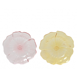 Piatto in vetro a forma di fiore, colori assortiti, vari formati