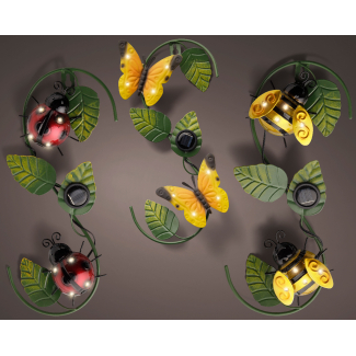 Insetto in metallo con luci ad energia solare da esterno, altezza 30 cm, soggetti assortiti