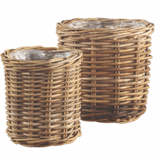 Cestino in rattan con plastica all'interno, varie misure