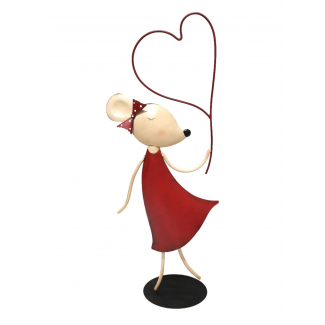 Topolina in metallo con cuore, altezza 63.5 cm