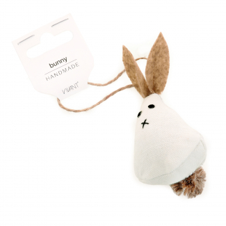 Coniglio in tessuto con cordino, altezza 6 cm