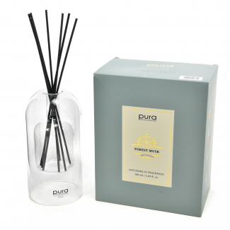 Diffusore d'essenza con bacchetti, capacità 180 ml, in scatola regalo, varie fragranze