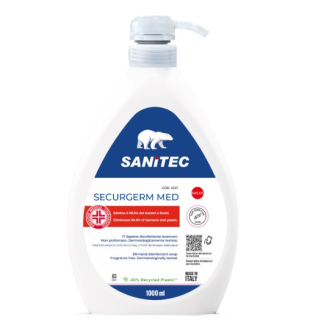 Sapone liquido mani sanificante - med con 2 anti-batterici, non profumato, flacone con dosatore da 1litro