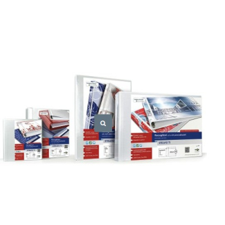 Raccoglitore "Stelvio TI" bianco personalizzabile, formato A4, dorso 4 cm, con 2 anelli diametro 25 mm
