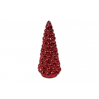 Albero di Natale in vetro rosso con luci led, varie misure