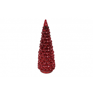 Albero di Natale in vetro rosso con luci led, varie misure