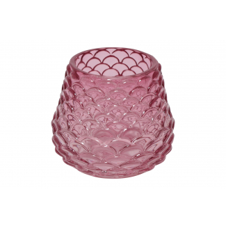 Portacandela in  vetro decoro pigna, diametro 7.5 cm, vari colori