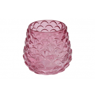 Portacandela in  vetro decoro pigna, diametro 8.5 cm, vari colori