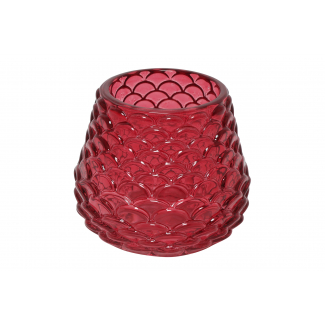 Portacandela in  vetro decoro pigna, diametro 7.5 cm, vari colori